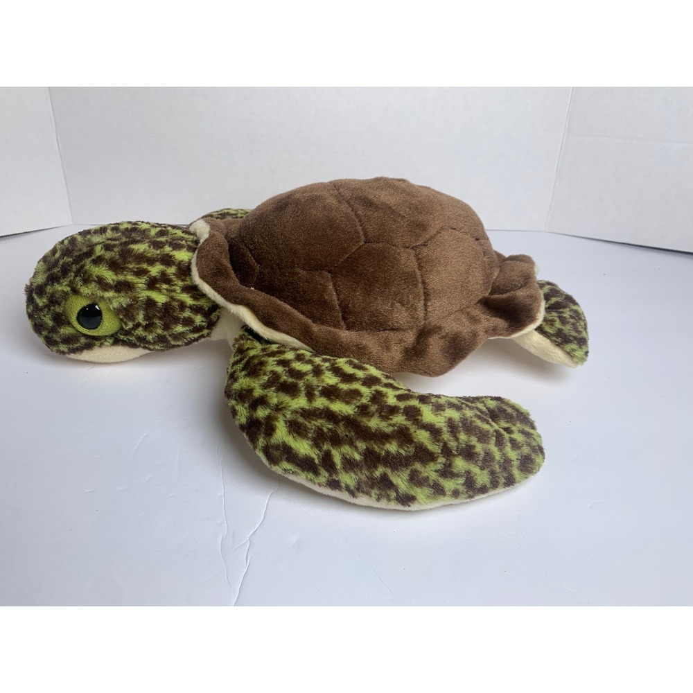 Wild Republic Sea Turtle Plush Brown Green Spotted Stuffed Animal 2014 Preloved